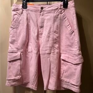 American Bazi Pastel Pink Cargo Shorts with Utility Pockets